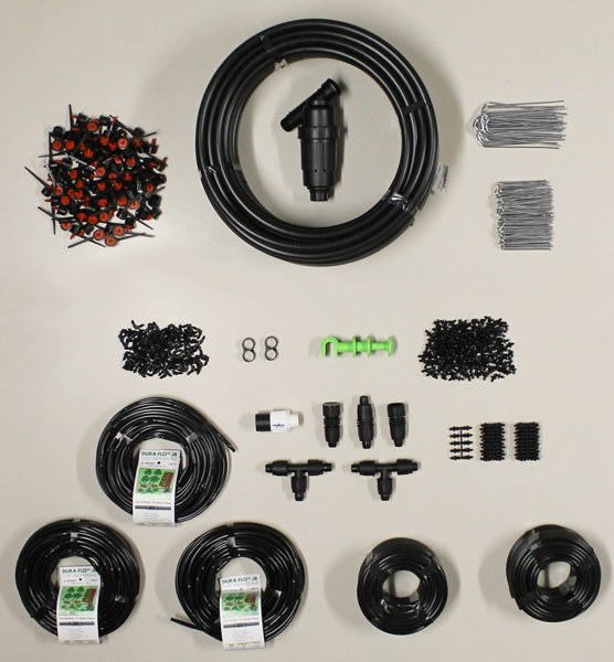 Deluxe Container Watering Kit: image of all the parts included in the kit