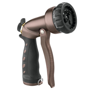 Deluxe Seven Pattern Water Nozzle: product image with the brown and black handle