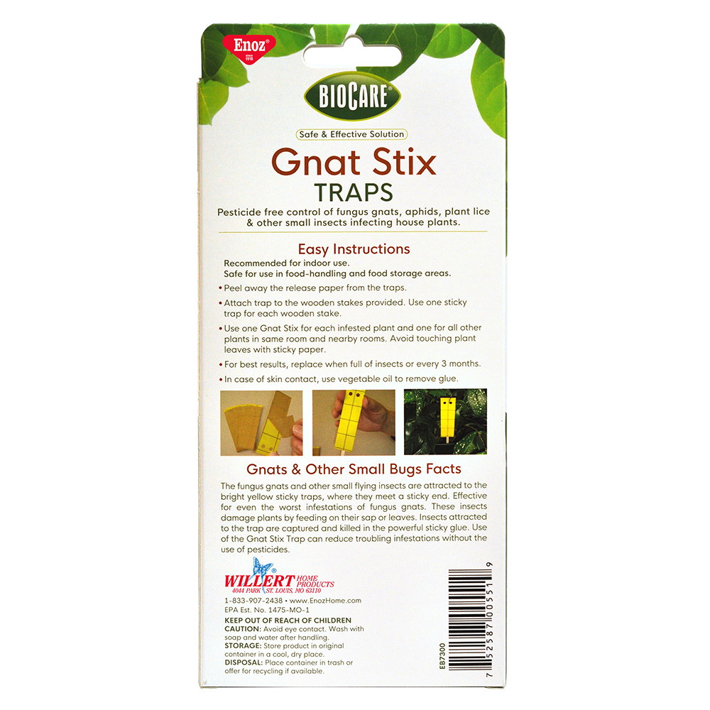 Enzo BioCare Gnat Stix Traps Back Packaging