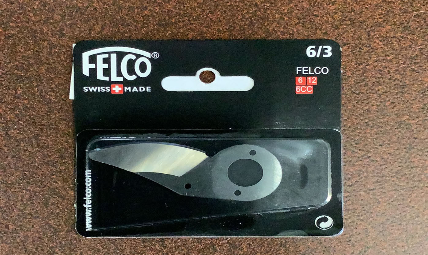 Felco 6/3 Replacement Blade in its original packaging, displaying the blade.