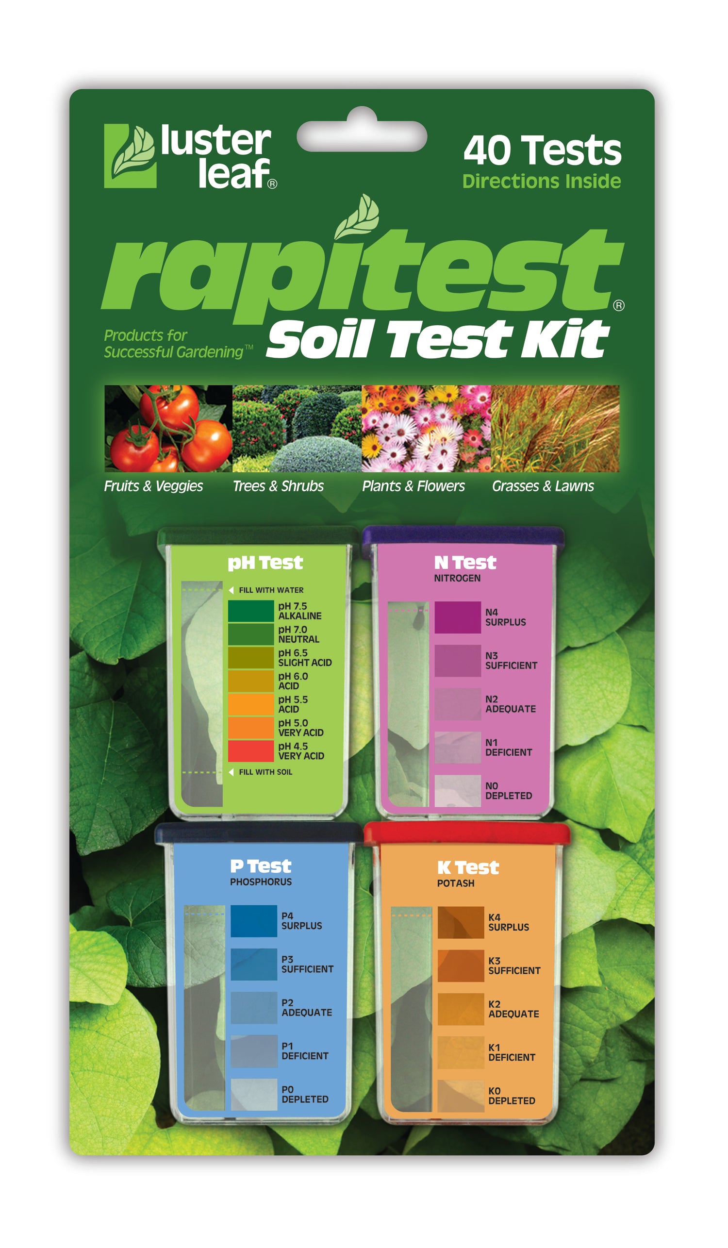 Rapitest Soil Test Kit - package with the four different tests