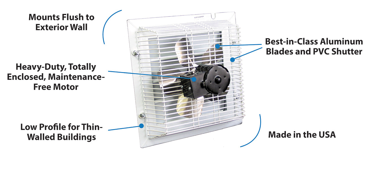 Schaefer Exhaust Fan - Product image showing all the features included