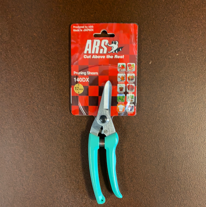 ARS 140DX All-Purpose Shears - Teal blue pruning shears in their packaging.