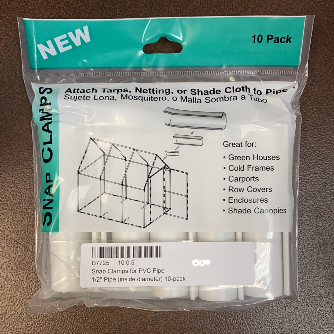 Snap Clamps for PVC Pipe, 10 pak