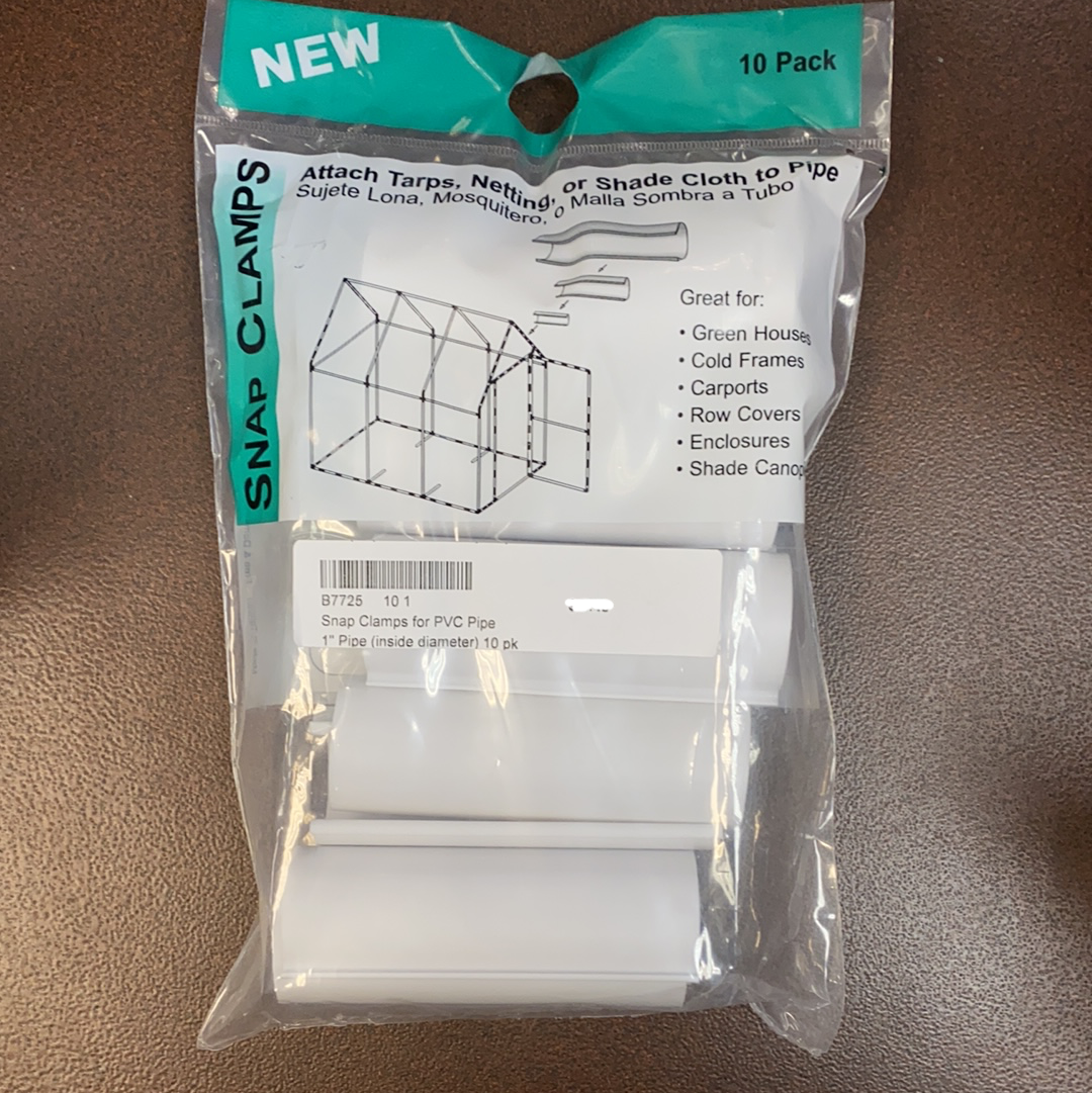 Snap Clamps for PVC Pipe, 10 pak