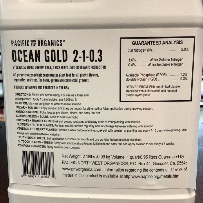 Ocean Gold 2-1-0.3 by Pacific Northwest Organics, 1 qt concentrate